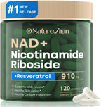 NAD Supplement - NAD+ Nicotinamide Riboside 910 Mg Supplement for Women & Men, Liposomal Nicotinamide Riboside with Resveratrol, for Focus, Boost - 120 Capsules (120 Count (Pack of 1))