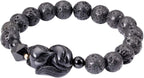 Lava Rock Howlite Obsidian Fox Bracelet for Women Men Lucky Gifts Essential Oil Diffuse Yoga Meditation Elastic Friendship Bracelets