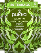 Pukka Supreme Matcha Green Organic Herbal Tea, Energizing Infusion With Matcha Powder, Ideal For Daily Vitality, Caffeine Free, 80 Total Tea Bags (20ct - Pack of 4)