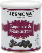 Jesmona Liquorice & Blackcurrant Candy - British Hard Candy 250g (8.8 Oz) Round Gift Tin, Traditional Licorice Balls, Old Fashioned English Hard Boiled Sweets, Imported Confectionery from England