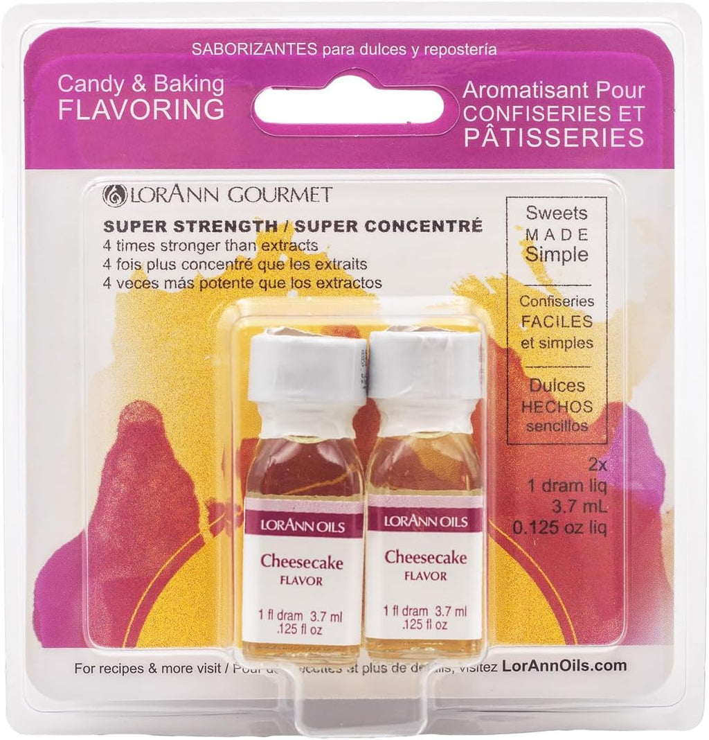 LorAnn Oils Super Strength Flavoring - Used For Candy Making, Flavoring, Baking, Hard Candy, & Flavor Oils - Bold, Natural Flavors 4X Stronger Than Extracts - Cheesecake, Pack of 2, 0.125 fl oz