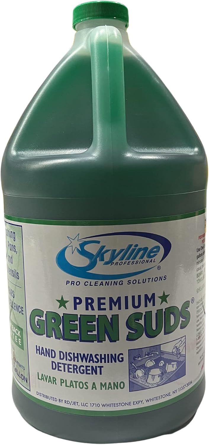 Professional Hand Dishwashing Soap | Pot and Pan Detergent Regular Scent Green Suds 1 Gallon 128oz