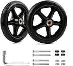 2 Pack 6 Inch Rubber Wheelchair Wheels Replacement for Walkers, Rollators, Wheelchairs,Durable Anti-Slip ABS Wheel Hub- Universal Aid Wheels for Adults, Seniors, Black