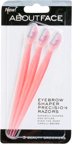 About Face Facial Razor & Eyebrow Shaper (3 Ct) - Removes Peach Fuzz on Cheeks, Chin, or Forehead & Delicately Shapes Eyebrows