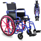 PEPE Mobility Kids Wheelchair Self Propelled, Pediatric for Children, Foldable, Travel or Transit, Pink