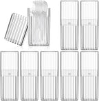 Dandat 8 Pcs Project Storage Case Portable Creative Storage Box Dental Toothpick Holder Floss Travel Case Transparent Flosser Dispenser Container for Teeth Cleaning Cotton Swab(White)