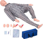 Nursing Training Mannequin, Medical Mannequin for Training Patient Care Manikin CPR Human Manikins 25 Items Nurse Skills with 3 Muscle Module & Patient Gown & Urinary for Teaching Pratice