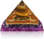 Hopeseed Orgone Crystal Pyramid Orgonite Amethyst&Tiger's Eye Stones Healing Crystals Pyramid for Positive Energ Reduce Stress Chakra Meditation Attracts Lucky and Success Spiritual Gifts