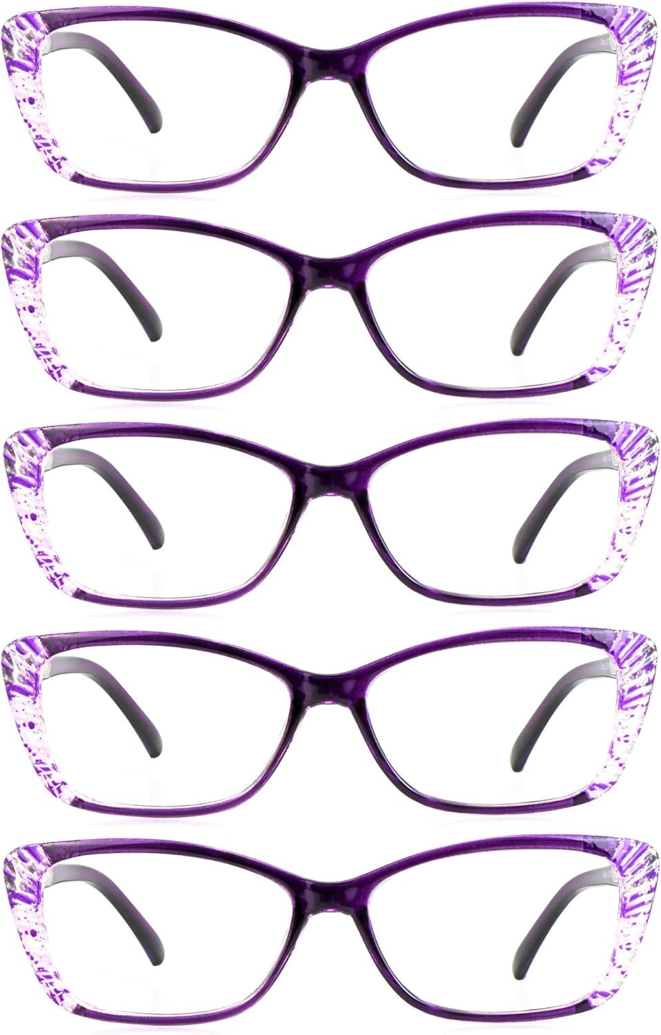 LifeArt 5 Pairs Reading Glasses, Blue Light Blocking Glasses, Computer Reading Glasses for Men and Women, Fashion Eyewear Frame (5 Purple, +1.00 Magnification)