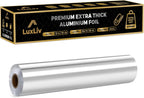 Aluminum Heavy Duty Tin Foil Roll – 12 inch wide x164 ft Length,161 sq ft – Commercial Grade & Extra Thick, Strong Enough for Food Service Industry with cutter - LuxLiv®