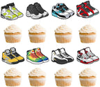 32Pcs Double-sided Sneaker Birthday Cupcake Toppers Multi-Styles Popular Sneakers Cupcake Picks for Sneaker Party Sport Shoes Baby Shower Kids Sport Boys Funny Birthday Party Cupcake Cake Decorations