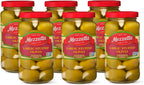 Mezzetta Garlic Stuffed Olives - Greek Green Olives with Fresh Garlic from California - Savory Flavor for Grilled Steak and Appetizers - 100% Natural Gourmet Snack Non-GMO - 6 Oz Jar - Pack of 6