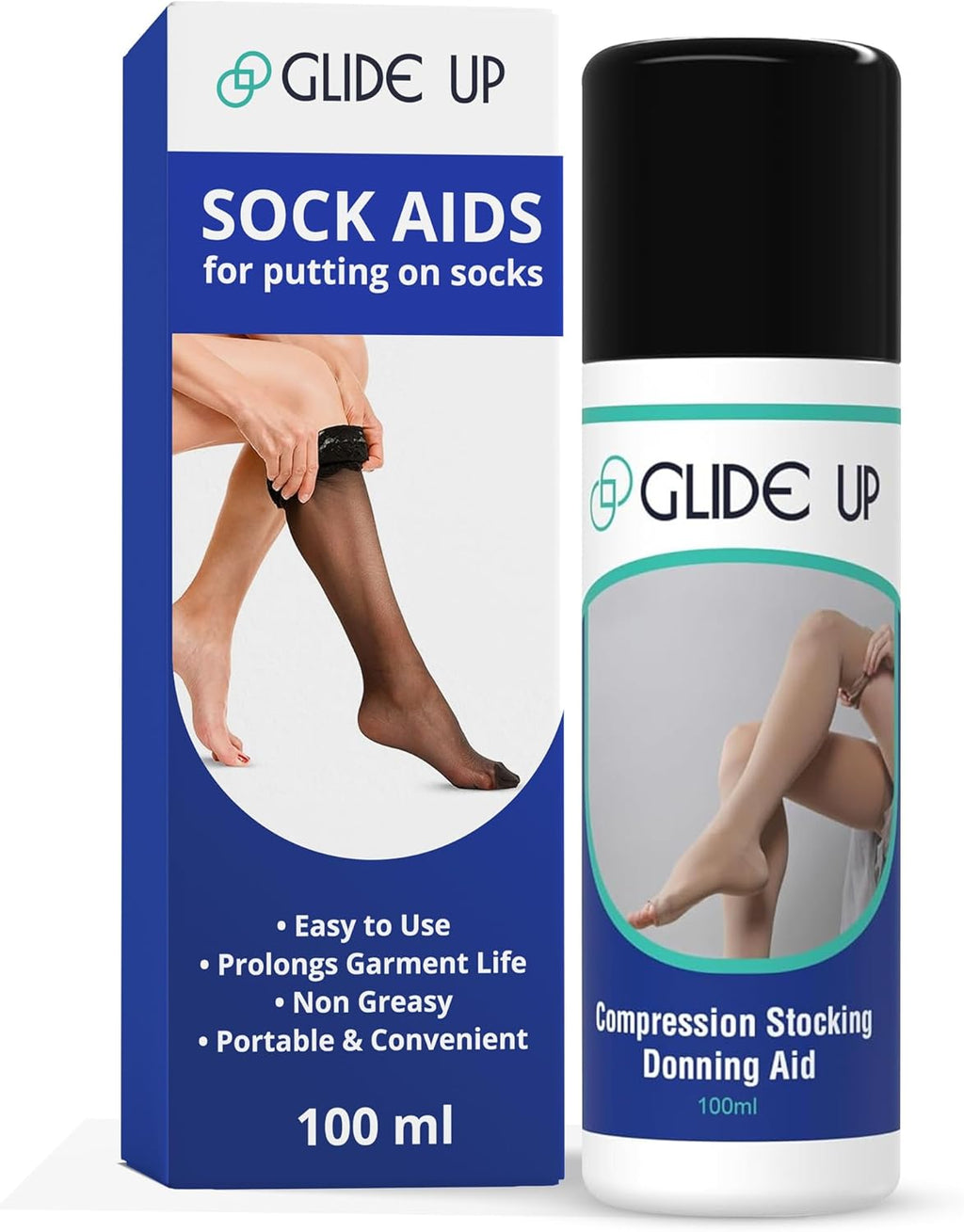Compression Sock Aid Lubricant Spray - Hypoallergenic Sock Aids for Putting on Socks, Stocking Donner for Putting on Compression Stockings - Non-Greasy & Non-Sticky Formula, 3.38 fl.oz.