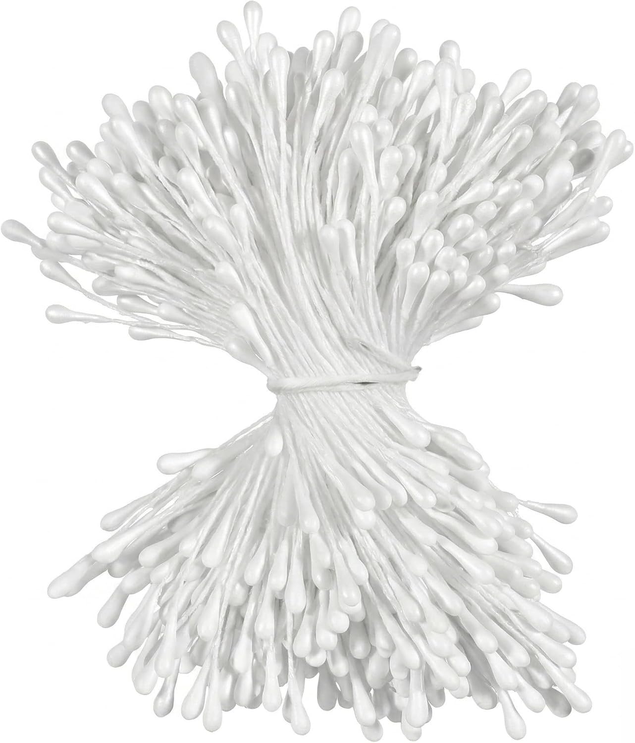 Flower Stamens for Flower Making - 400Pcs White Pearl Double Head Pistils, Artificial Pollens for DIY Crafts, Wedding Scrapbook Decoration, Handmade Flower Supplies - 2mm Pearlized Stamen