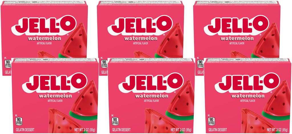 Jell-O Watermelon Gelatin Mix 3 Ounce Box (Pack of 6)