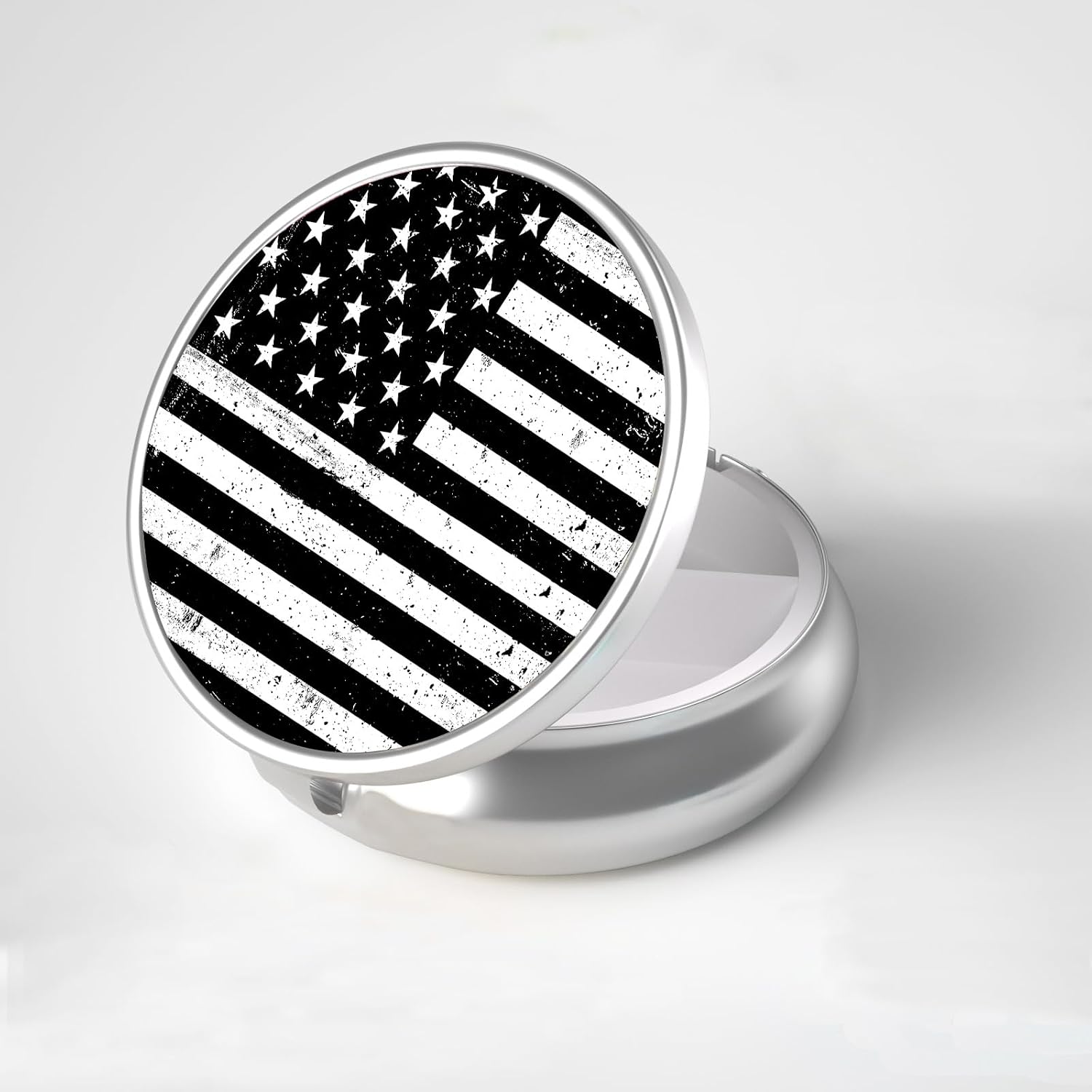 LRITER Pill Case, Portable Travel Pill Box, Pillbox Organizer, Cute Small Medicine Storage Container, Purse Accessories for Women, Men (American Flag)