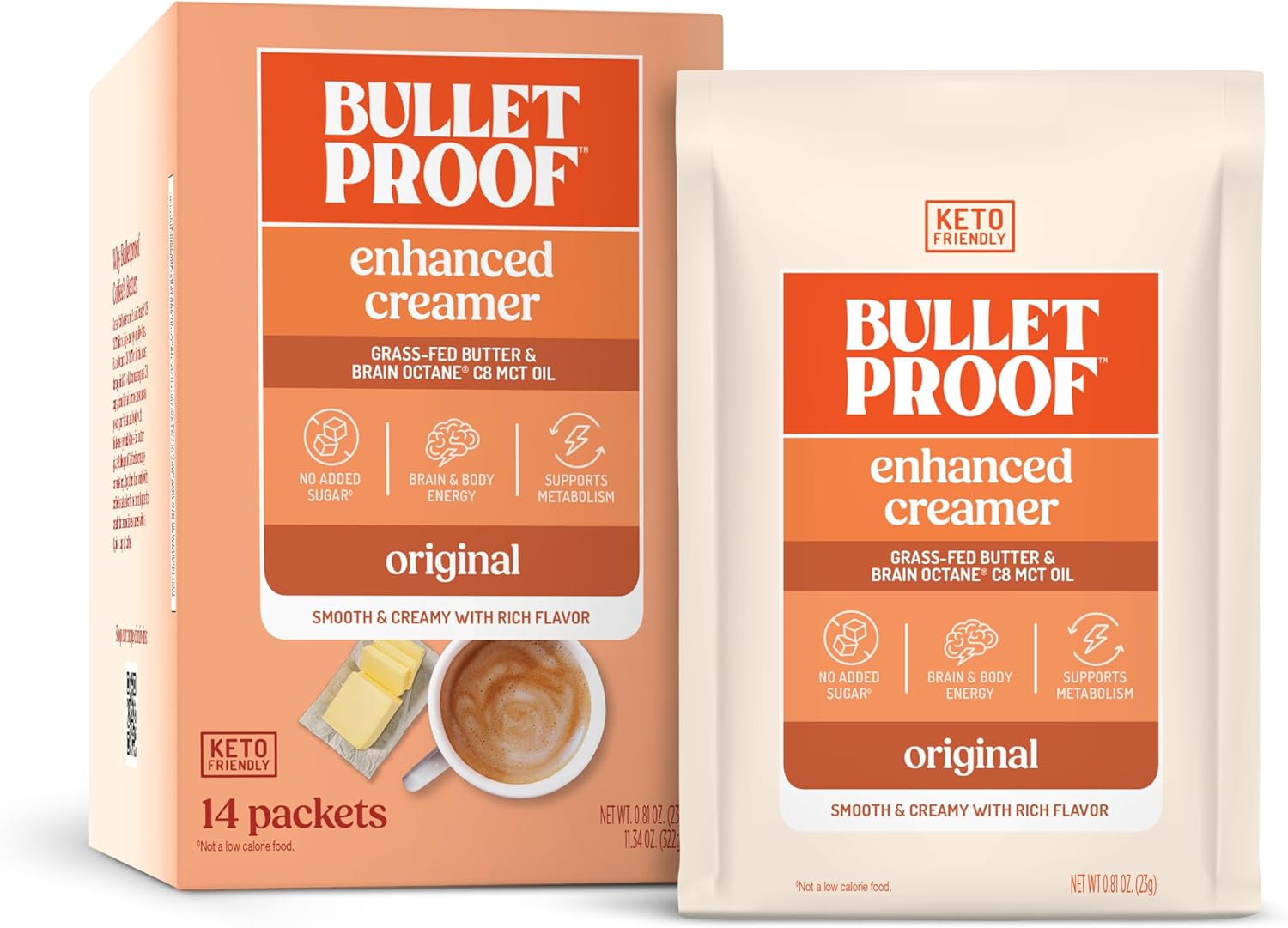Bulletproof InstaMix Original Unflavored Keto Coffee Creamer Packets, Pack of 14, Powdered Grass-Fed Butter and Brain Octane C8 MCT Oil, Supports Brain Function