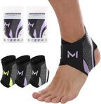 2-Pack Adjustable Ankle Brace, Lace Up Ankle Stabilizer with Support Straps, Compression Sleeve for Plantar Fasciitis, Tendonitis, Sprain Support, Suitable for Men & Women (Purple)
