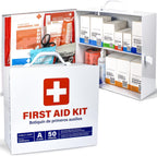 EVERLIT CARE 2-Shelf OSHA-Compliant First Aid Kit, ANSI Class A 50 Person Emergency First Aid Cabinet for Buiness, Job Site, Industrial Manufacturing Facility, Restaurant, and Kitchen
