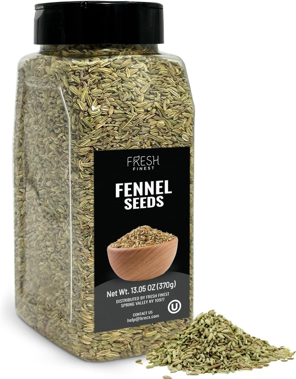 Fresh Finest Fennel Seeds, Premium Whole Fennel Seed for Cooking, Baking, Digestive Health, Non GMO, All Natural - 370G (13.05oz)