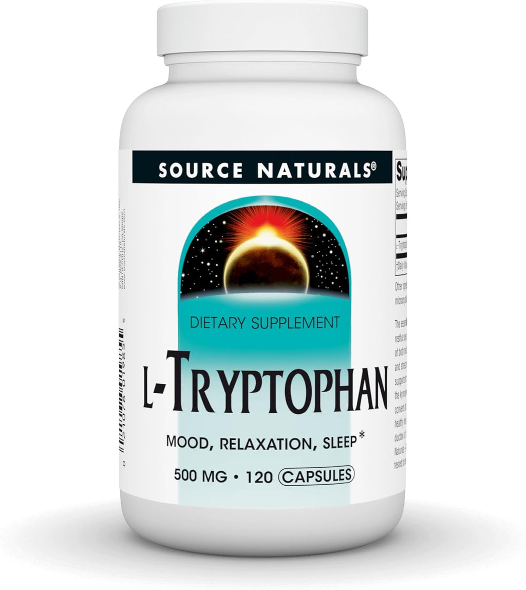 Source Naturals L-Tryptophan, for Mood, Relaxation, and Sleep*, 500mg - 120 Capsules