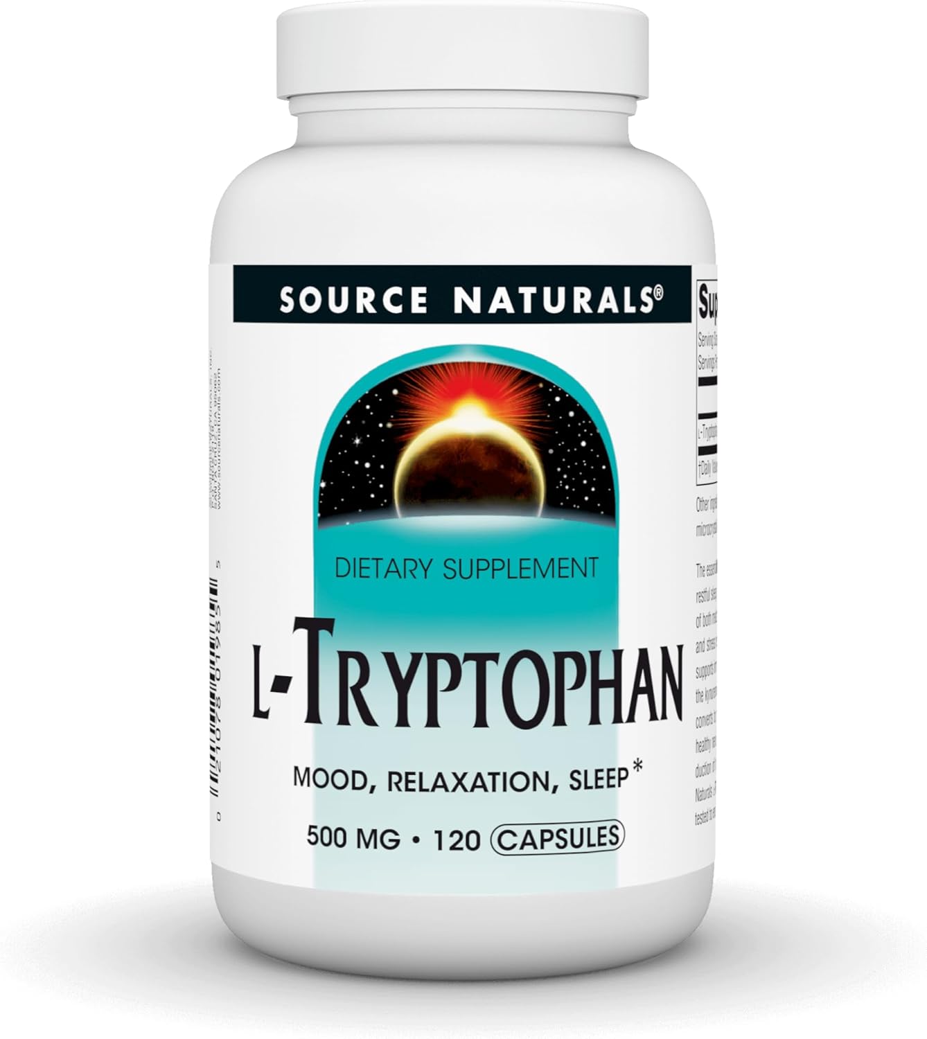 Source Naturals L-Tryptophan, for Mood, Relaxation, and Sleep*, 500mg - 120 Capsules