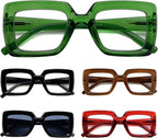 Eyekepper Square Reading Glasses for Women, 5 Pack Stylish Readers Ladies, Cheaters +1.25