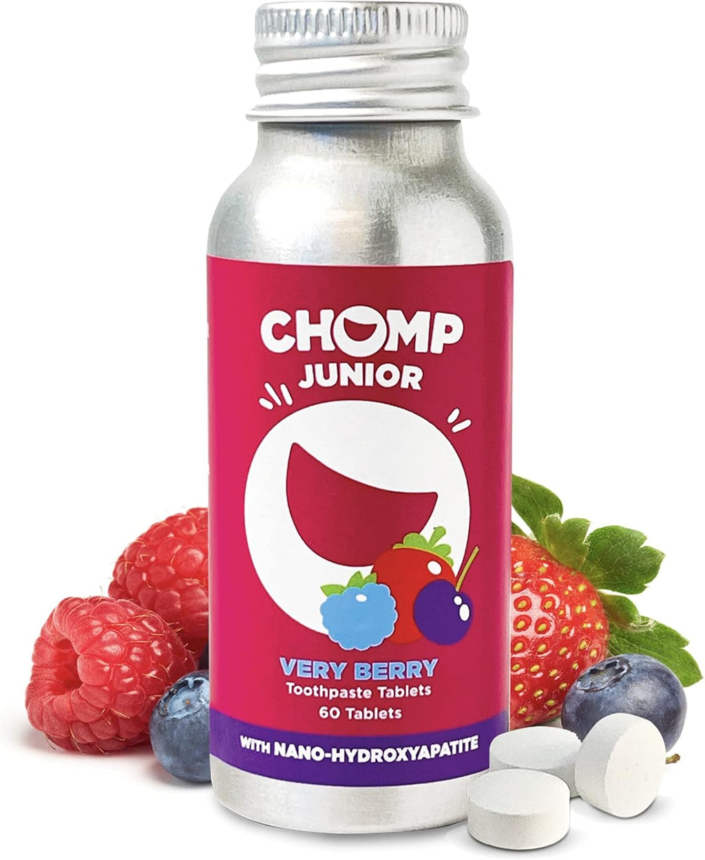 Chomp Junior Very Berry Toothpaste Tablets with Nano Hydroxyapatite