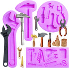 Hand Hardware Tools Molds for Chocolate Fondant Silicone Molds, Mini Pliers Construction Tools Cake Decorating Molds (4 Pcs) for Cookies Marzipan Candy Chewing Gum Clay Resin Soap