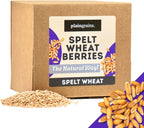 PlainGrains. The Natural Way | 5.5 LB Dry Spelt Wheat Berries | 14.5% Protein by Volume | Uncooked, Unground, Whole Grain | Single Box