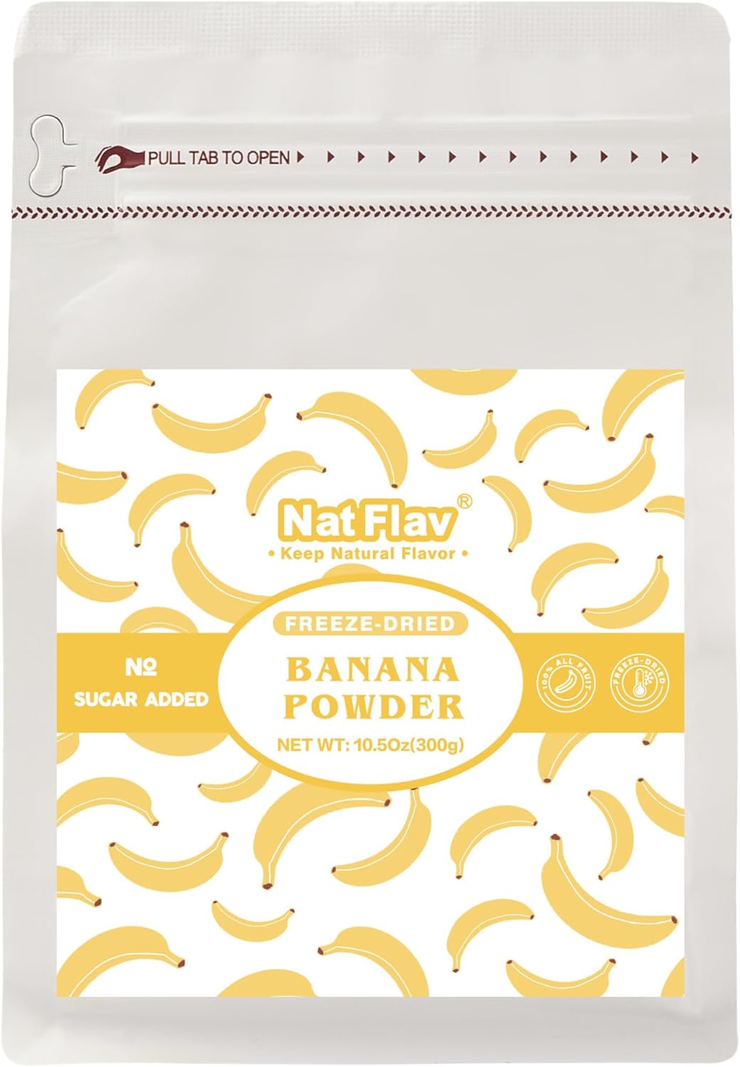 Nat Flav Freeze-Dried Banana Powder | 10.5oz 300g | 100% Natural Fruit | No Sugar & Additives | Non-GMO & Vegan Friendly | Flavoring Powder | Freeze Dried Backpacking & Camping Food | Make of Fresh fruit