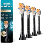 Philips Sonicare A3 All-in-One - Genuine Replacement Electric Toothbrush Heads, Black, 4 Pack One Year Supply, HX9094/95