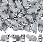 50 Pcs Mini Raccoon Figurine Bulk Resin Miniature Tiny Animals Figures Small Little Cute Raccoon Home Decor for Cabin Lodge Rustic Cake Toppers Desktop Home Decor(Crawl)