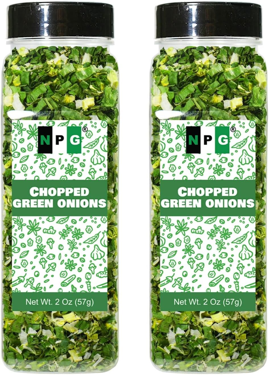 NPG Freeze Dried Chopped Green Onions 2 Oz (Pack of 2), All Natural Non-GMO Gluten Free, Dried Scallions, Gourmet Spring Onions for Cooking, Salads, Garnish