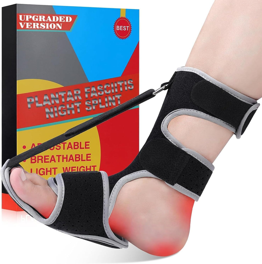 Plantar Fasciitis Night Splint - Upgraded Plantar Fasciitis Relief Braces For Women Men Day Night - Ankle Brace Arch Support Achilles Tendonitis Relief Foot Drop Heel Pain Relief - Breathable