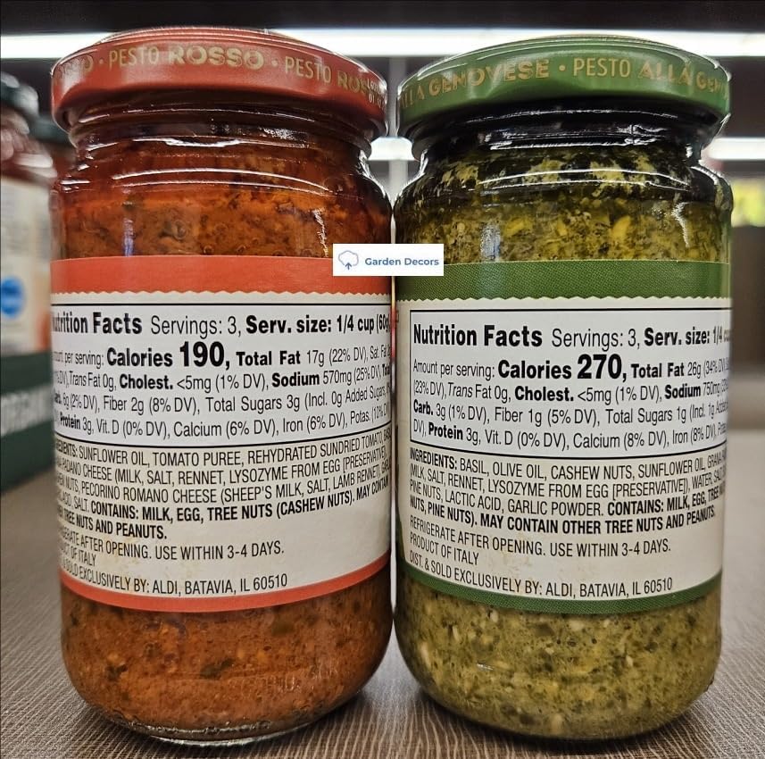 Generic Priano Rosso Pesto and Alla Genovese Pesto Sauce 6.7oz 190g (Two Bottles)