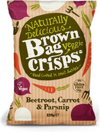 BROWN BAG CRISPS Beetroot Carrot And Parsnip Veggie Crisps, 120 GR