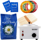 Waxness Azulene Stripless Wax Kit with Heater, 2.2 lb (1 kg) Hard Wax Beads – Professional Waxing Kit for Face, Bikini & Body – Made in Italy