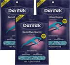 DenTek Comfort Clean Sensitive Gums Floss Picks, Soft & Silky Ribbon, 150 Count, 3 Pack