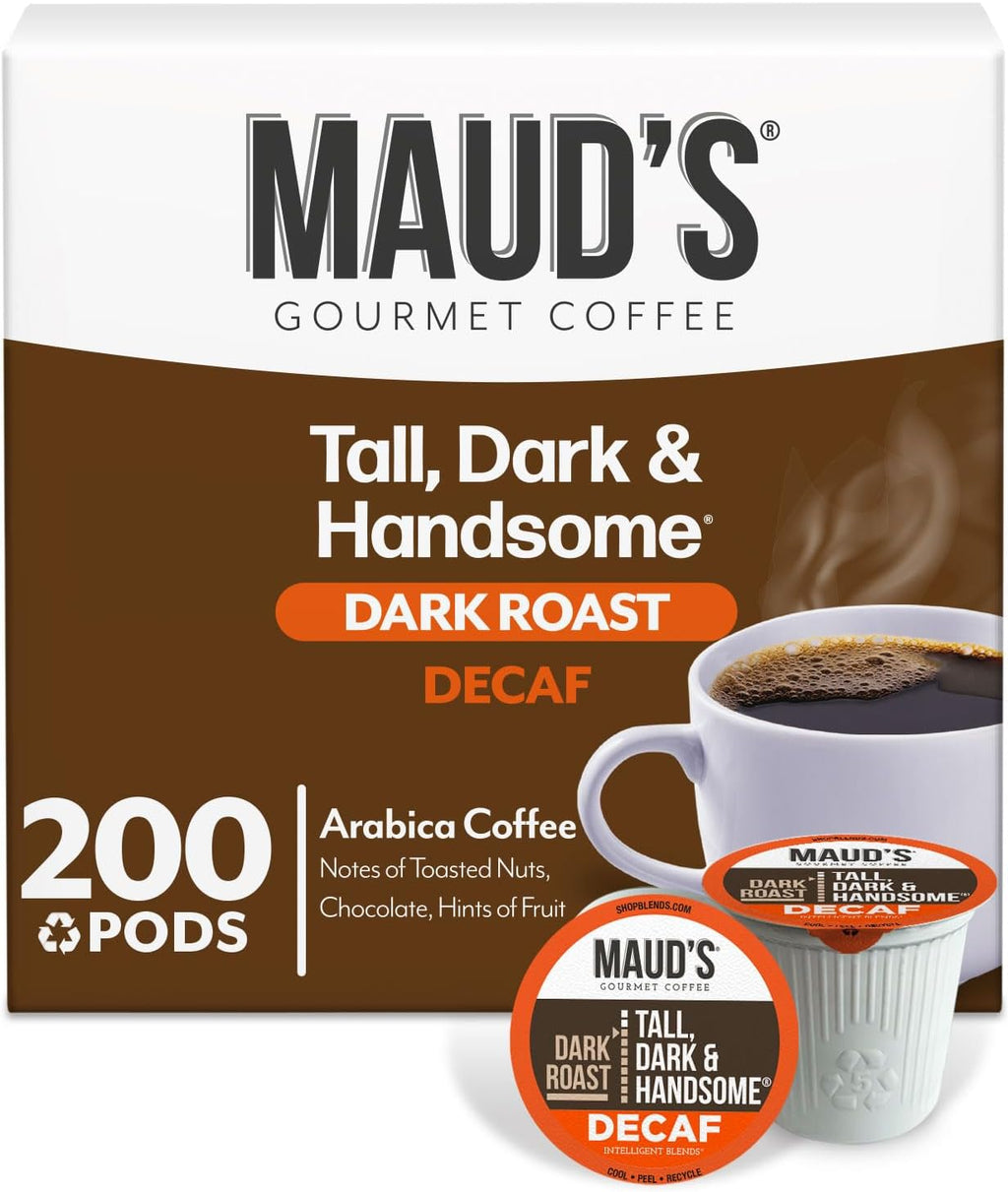 Maud's Decaf Dark Roast Coffee Pods, 200 ct, Decaffeinated Single Serve Pods – 100% Arabica Coffee, Compatible with Keurig K Cups Maker