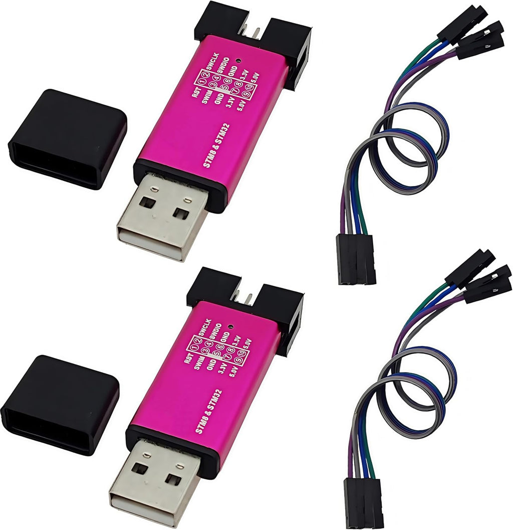 2Pcs V2 Mini Emulator Downloader Programming Unit STM8 STM32 with Dupond Cable