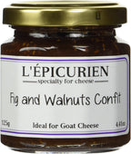 L'Epicurien - Fig and Walnut Confit French Jam | Non-GMO | Gluten-Free | All Natural, 4.4 Ounce Jar