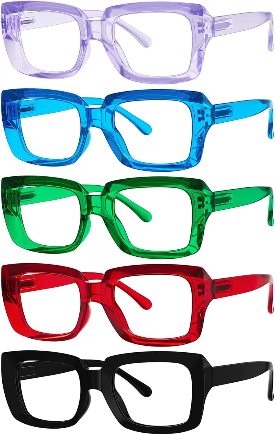 Eyekepper 5 Pack Ladies Reading Glasses - Stylish Oversized Square Readers for Women +2.00