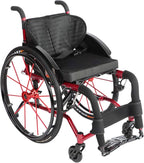 Manual Wheelchair for Adult, Ultra-Light Aluminum Alloy Transport Wheelchairs with Anti-Tipper, Portable All-Terrain Sports Leisure Wheelchair Folding Self-Propelled Manual Wheelchair for Disabled,Red