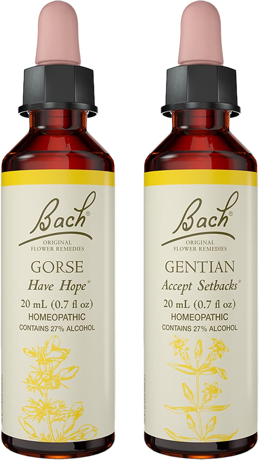 Bach Original Flower Remedies 2-Pack, Be Optimistic" - Gentian, Gorse, Homeopathic Flower Essences, Vegan, 20mL Dropper x2