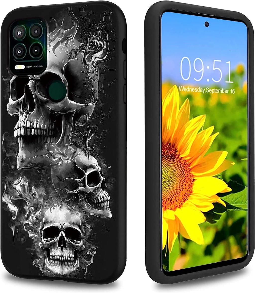 for Moto G Stylus 2021 5G Case, Ultra-Thin Soft Liquid Silicone Case Anti-Slip & Anti-Scratch & Shockproof Protective Cover for Moto G Stylus 2021 5G,Skull