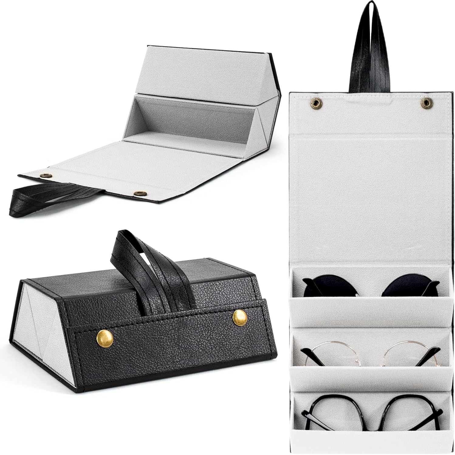 Sunglasses Travel Case,Foldable Eyeglasses Case, Portable Multiple Glasses Case for Women Men Girls