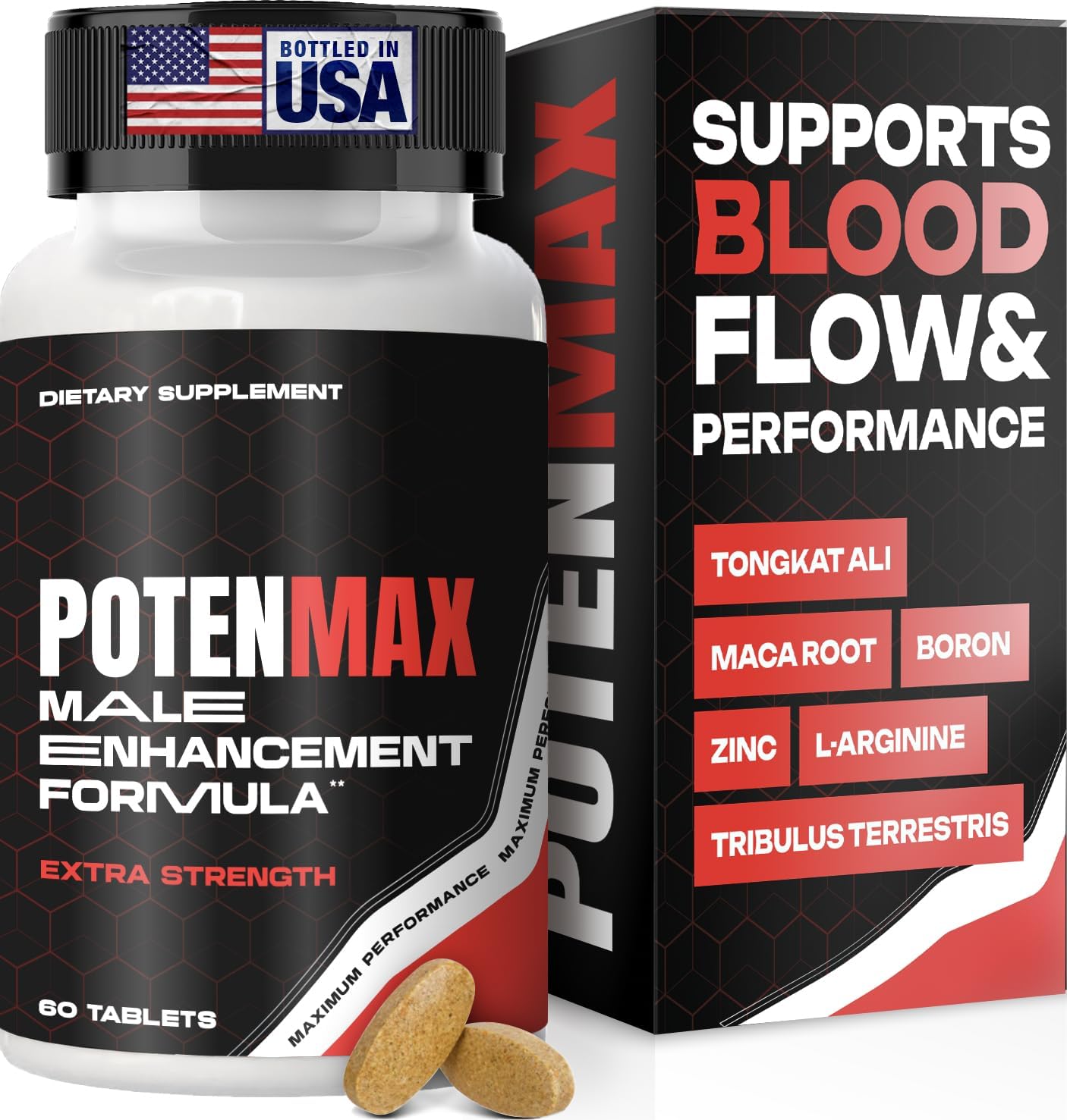 Libido Booster for Men - 19-in-1 Vigor Pills for Men Fast Acting with Tongkat, Tribulus, Maca, L-Arginine, Testosterone Booster, Male Enhancing Supplement - Blood Flow, Size & Stamina - 60 Tabs USA