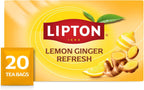 Lipton Lemon Ginger Tea Bags, caffeine free Tea, Refresh Fruit and Herbal Tea, Individually Wrapped, 20 Tea Bags