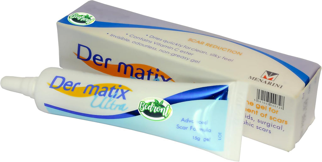 1 Tube (15 Grams) of Der matix Ultra Advanced Scar Formula Advanced Silicone Gel for Cosmetic Improvement of Keloids, Surgical, Burn & Hypertrophic Scars, Made in USA